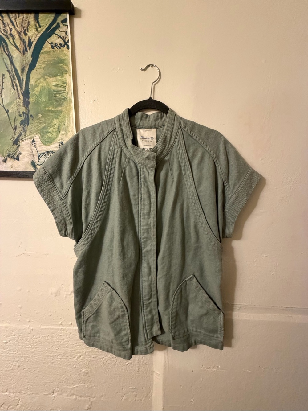 Madewell Short-Sleeve Utility Jacket in Sage Green